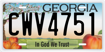 GA license plate CWV4751