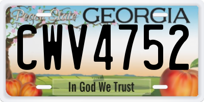 GA license plate CWV4752