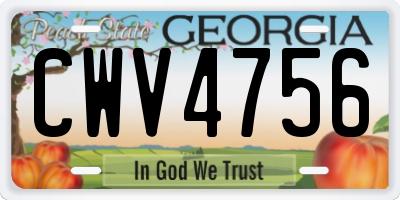GA license plate CWV4756