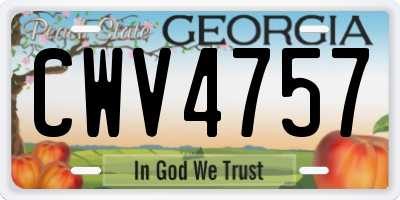 GA license plate CWV4757