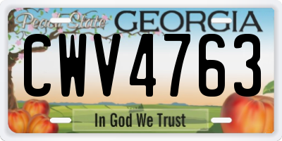 GA license plate CWV4763