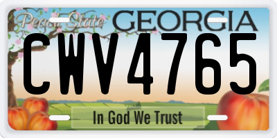 GA license plate CWV4765