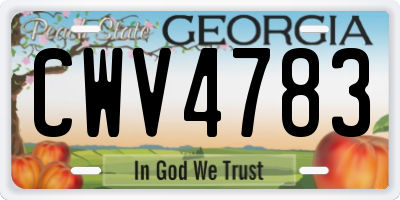 GA license plate CWV4783