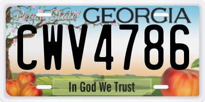 GA license plate CWV4786