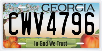GA license plate CWV4796