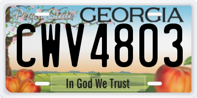 GA license plate CWV4803
