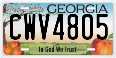 GA license plate CWV4805