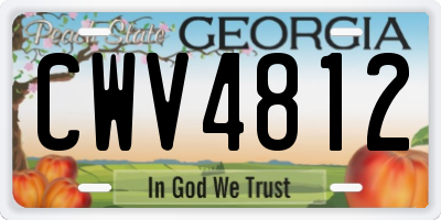GA license plate CWV4812