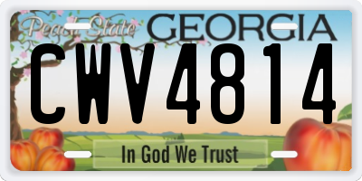 GA license plate CWV4814
