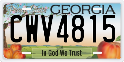 GA license plate CWV4815