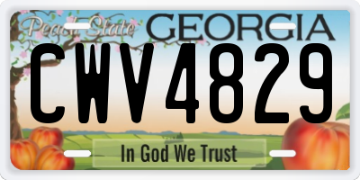 GA license plate CWV4829