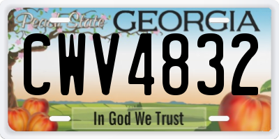 GA license plate CWV4832