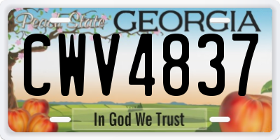 GA license plate CWV4837
