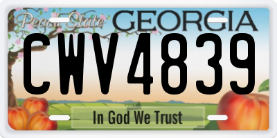 GA license plate CWV4839