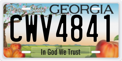 GA license plate CWV4841