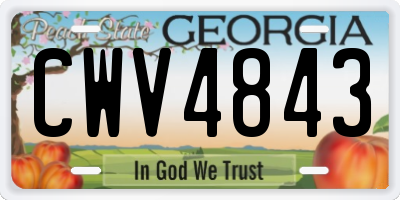 GA license plate CWV4843