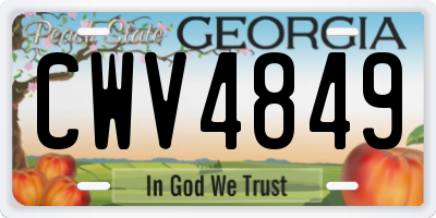 GA license plate CWV4849
