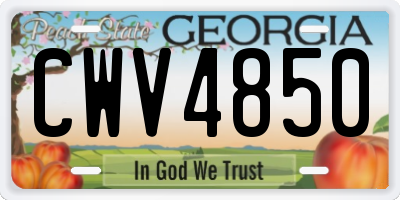 GA license plate CWV4850