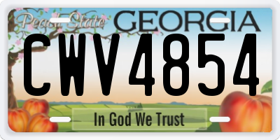 GA license plate CWV4854
