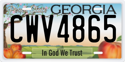 GA license plate CWV4865