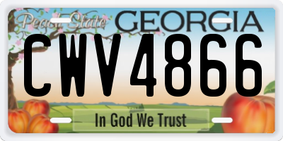 GA license plate CWV4866