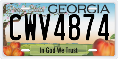 GA license plate CWV4874
