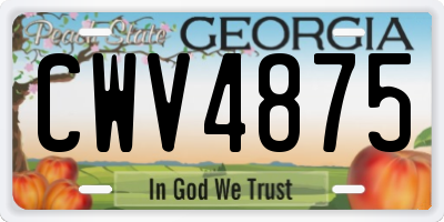 GA license plate CWV4875