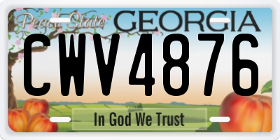 GA license plate CWV4876