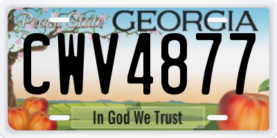 GA license plate CWV4877