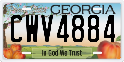 GA license plate CWV4884