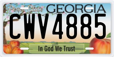 GA license plate CWV4885