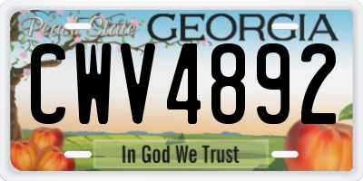 GA license plate CWV4892