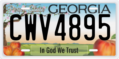 GA license plate CWV4895