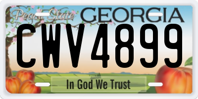 GA license plate CWV4899