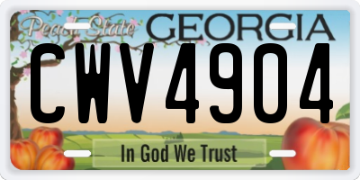 GA license plate CWV4904