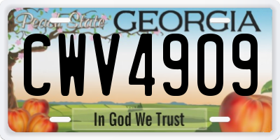 GA license plate CWV4909