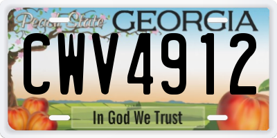 GA license plate CWV4912