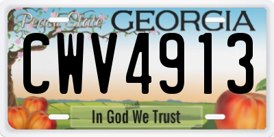 GA license plate CWV4913