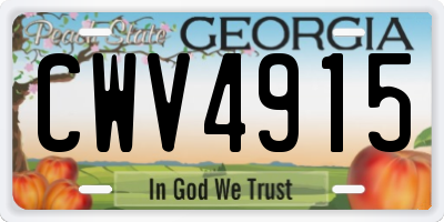 GA license plate CWV4915