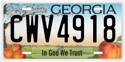 GA license plate CWV4918