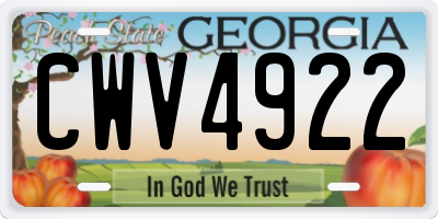 GA license plate CWV4922