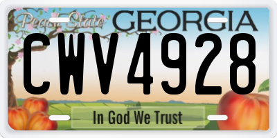 GA license plate CWV4928