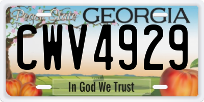 GA license plate CWV4929