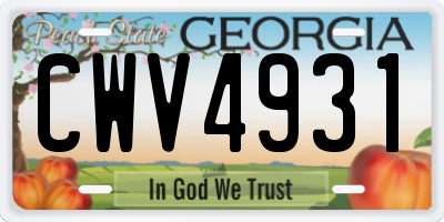 GA license plate CWV4931