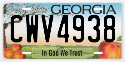 GA license plate CWV4938