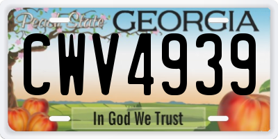 GA license plate CWV4939