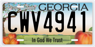 GA license plate CWV4941