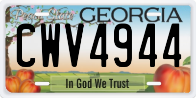 GA license plate CWV4944