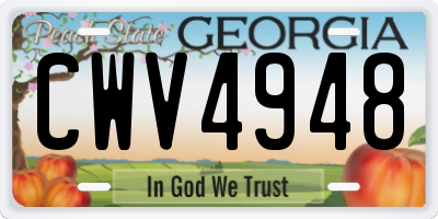 GA license plate CWV4948