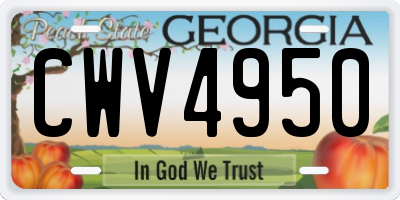 GA license plate CWV4950